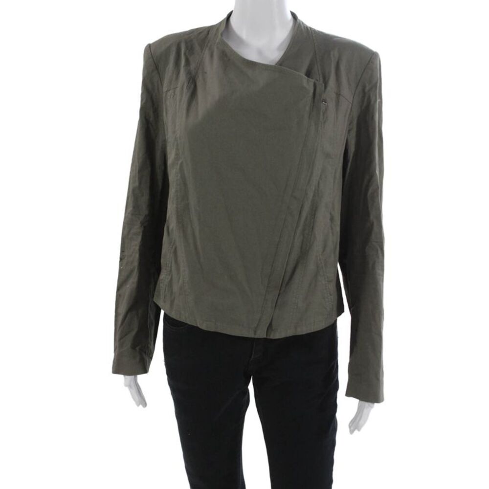 Helmut Women Biker Jacket Green Zip Long Sleeve 97% Cotton Size L